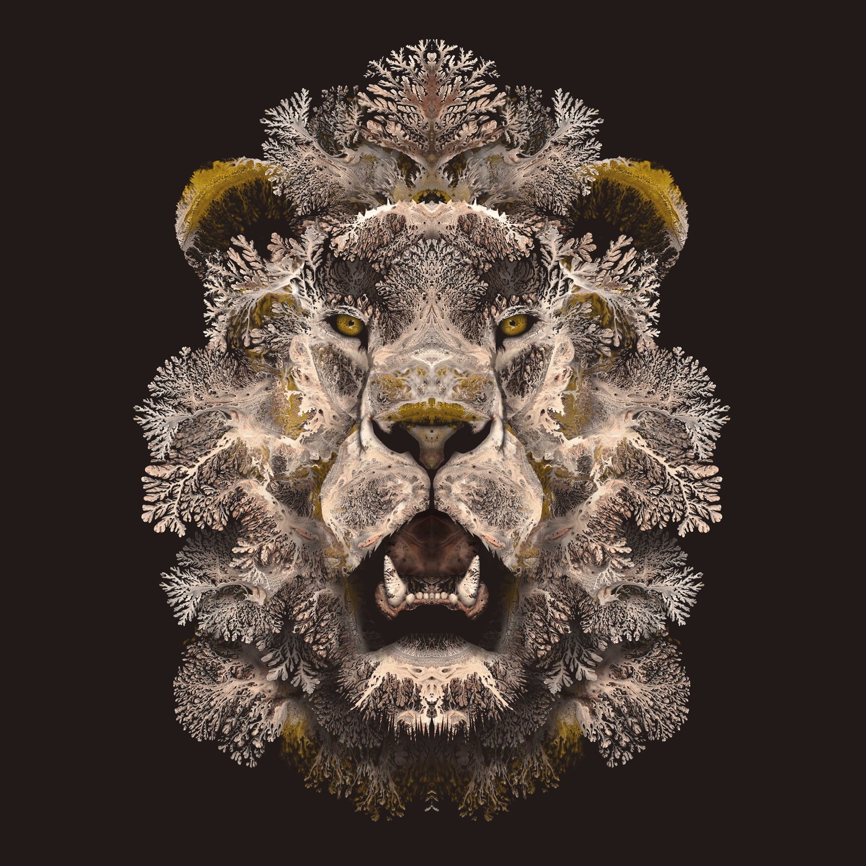 Lion Woodland Watchers dendrite art print by COZZAH