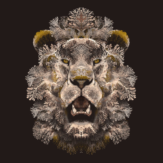 Lion Woodland Watchers dendrite art print by COZZAH